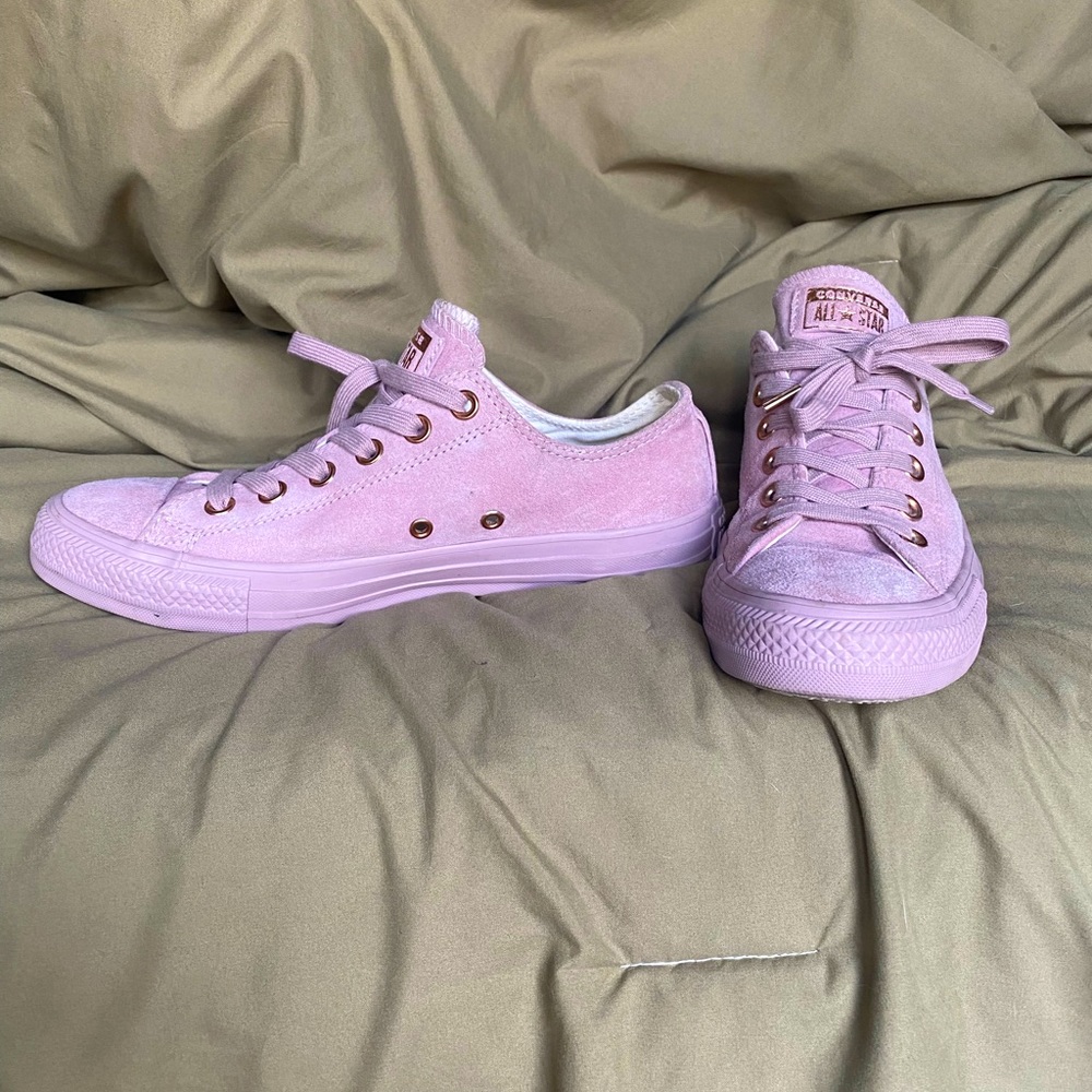 Pink Converse Suede Low Tops